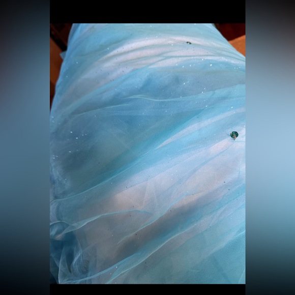 Elegant Blue and Gold Prom Dress - Picture 5 of 6